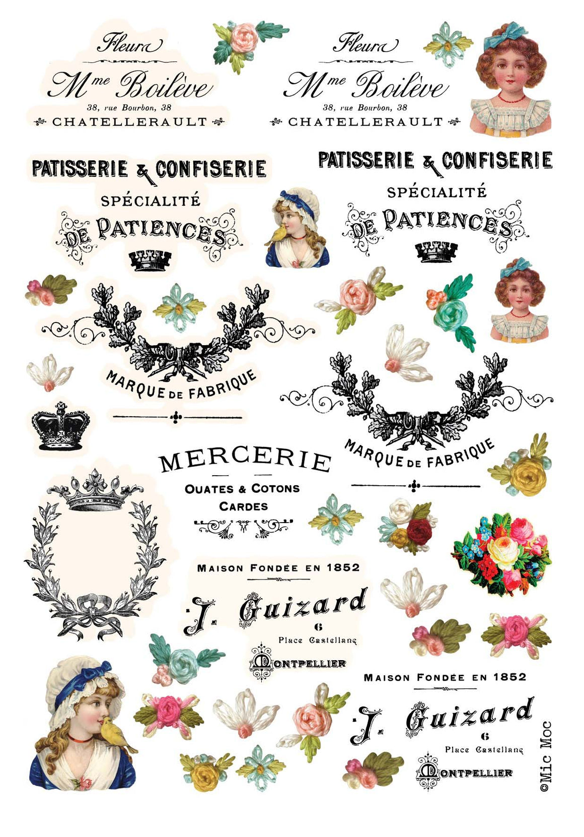 Rub On Stickers 'French Provincial' - from micmoc.com at Mic Moc