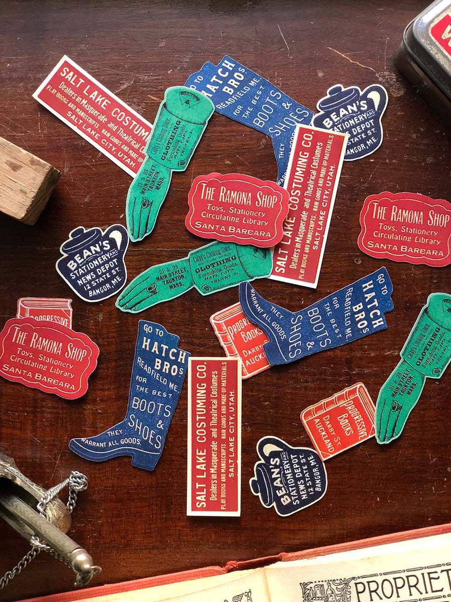 'Good Ol' Times' Retro Mercantile Label Stickers(古い広告粘着紙) from micmoc.com at Mic Moc Curated Emporium