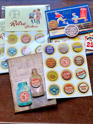'Vintage Soda Bottle Caps' A6 Retro Stickers by Mic Moc (24 stickers) センステッカー紙