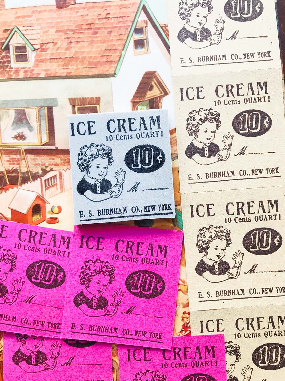 'Ice-Cream Coupon' Rubber Stamp by Mic Moc