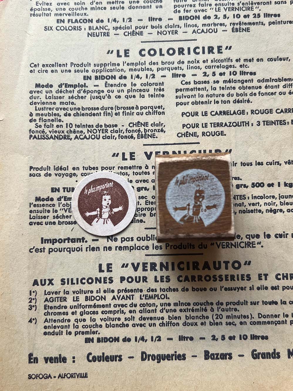 'Le Plus Important' Wood Mounted Rubber Stamp by Mic Moc (最も重要な)