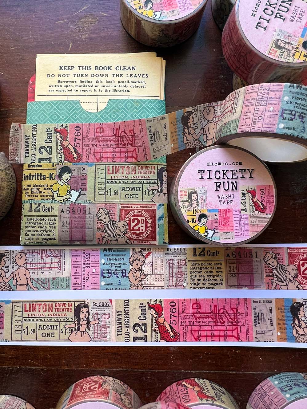 vintage tickets washi tape 'Tickety Fun' 20MM Washi (Printed) Tape - by Mic Moc from micmoc.com