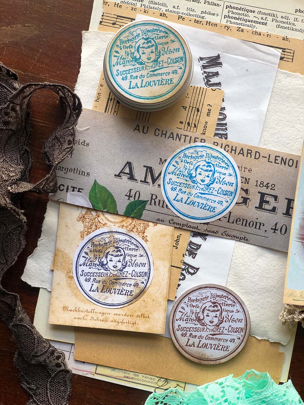 'Vintage French Toiletry Label' Rubber Stamp by Mic Moc (フランスのレーベル)