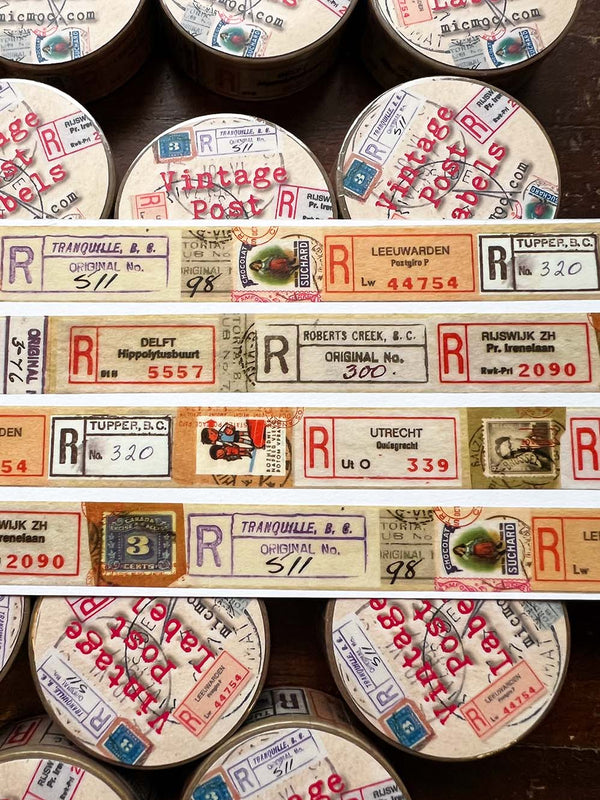 Posting Labels 'Vintage Post Labels' Washi (Printed)Tape - by Mic Moc from micmoc.com