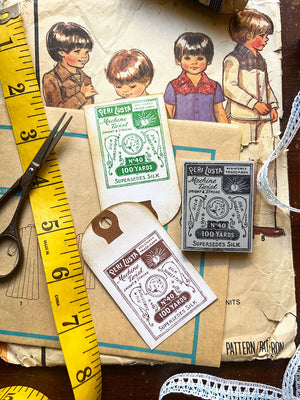 'Vintage Silk Threads' Rubber Stamp by Mic Moc (絹糸包装) by Mic Moc from micmoc.com