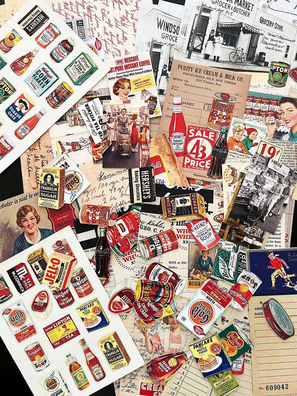 Collage Paper Kit CP011: ‘Vintage Groceries' (Bonus Pack) by micmoc.com 