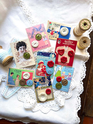 Die Cuts 'Vintage Button Cards II' (ボタンカード) - 8 Pc