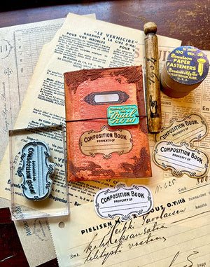 'Composition Book Label' Rubber Stamp by Mic Moc (アンティークブックラベル) from micmoc.com 