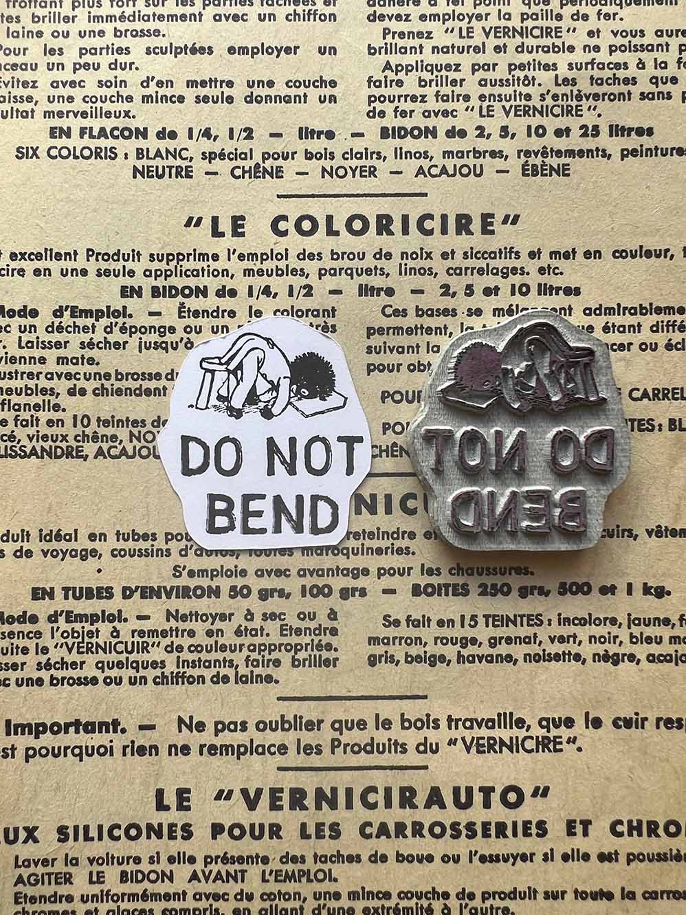 'Do Not Bend Upper Case' Rubber Stamp by Mic Moc