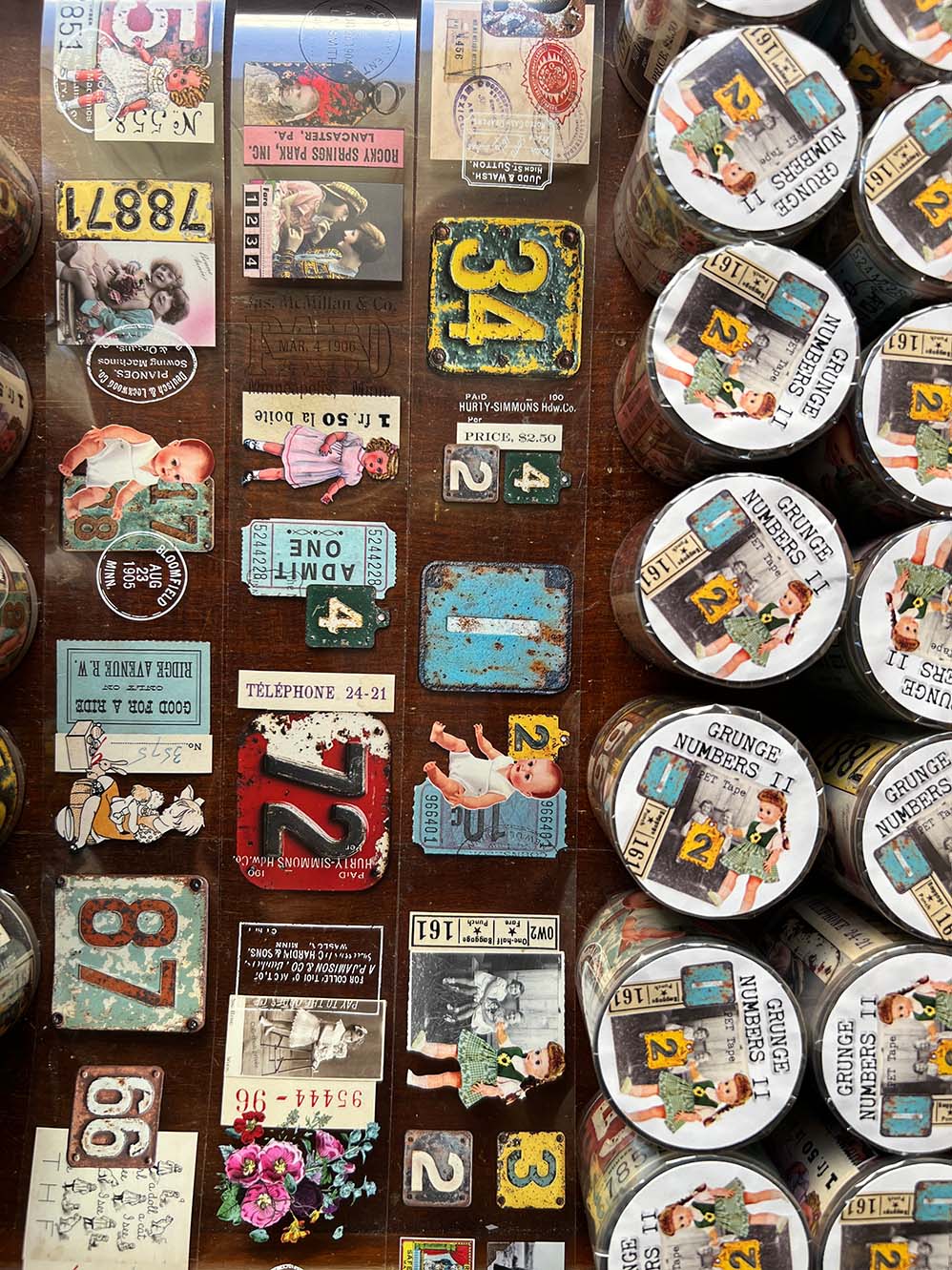 vintage grunge numbers washi tape Premium PET (UV) Tape 45MM - 'Grunge Numbers 2' - Mic Moc