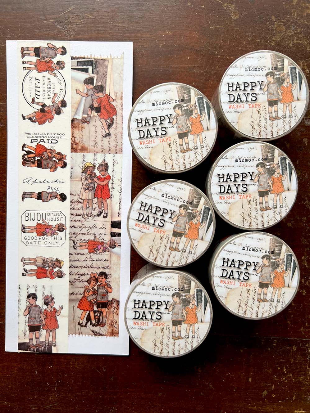 'Happy Days' Washi Tape 30MM - Mic Moc - children's vintage illustrations washi tape
