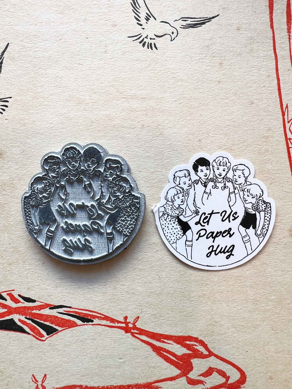 'Let Us Paper Hug' Cling Rubber Stamp by Mic Moc