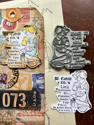 'Little Provisions Store' Rubber Stamp by Mic Moc (小規模食料品店) from micmoc.com featuring vintage girl bathing doll