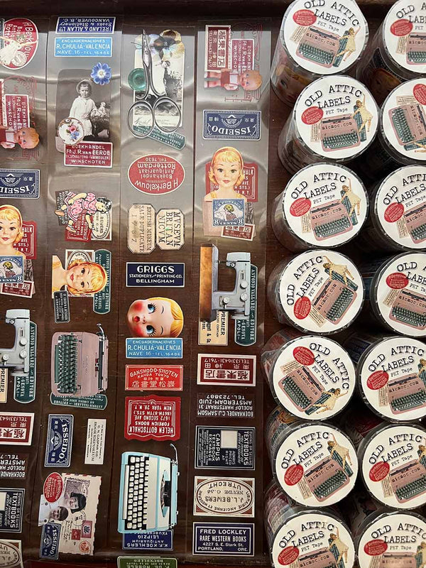 PET (UV) Tape 45MM - 'Old Attic Labels' from micmoc.com at Mic Moc