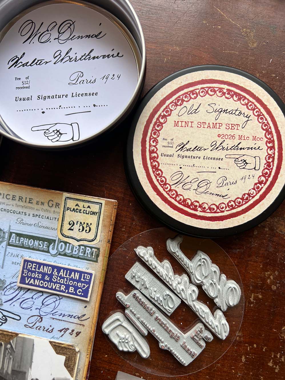 Black Tin Collection Rubber Stamps: 'Old Signatory'署名者(5個) featuring vintage signatures rubber stamps from micmoc.com