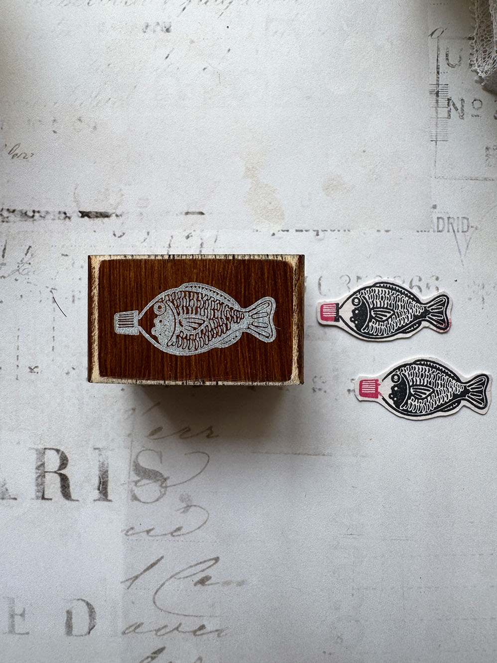 'Sushi Fishi' wood mounted rubber stamp