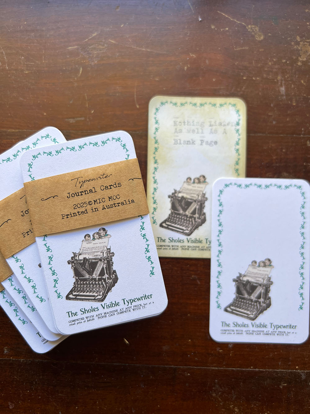 Set of vintage typewriter journal cards from micmoc.com