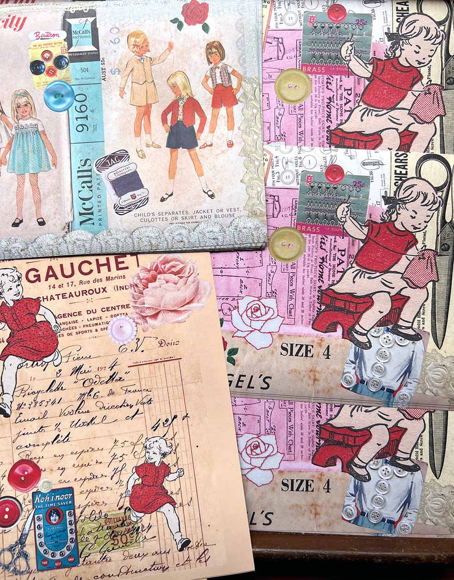 Collage Paper Kit 'Vintage Dressmaker' (Paper Only コラージュ紙) at micmoc.com 