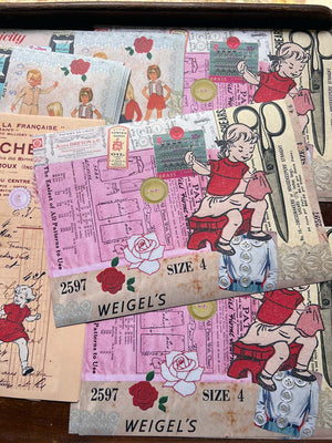 Collage Paper Kit 'Vintage Dressmaker' (Paper Only コラージュ紙) at micmoc.com 
