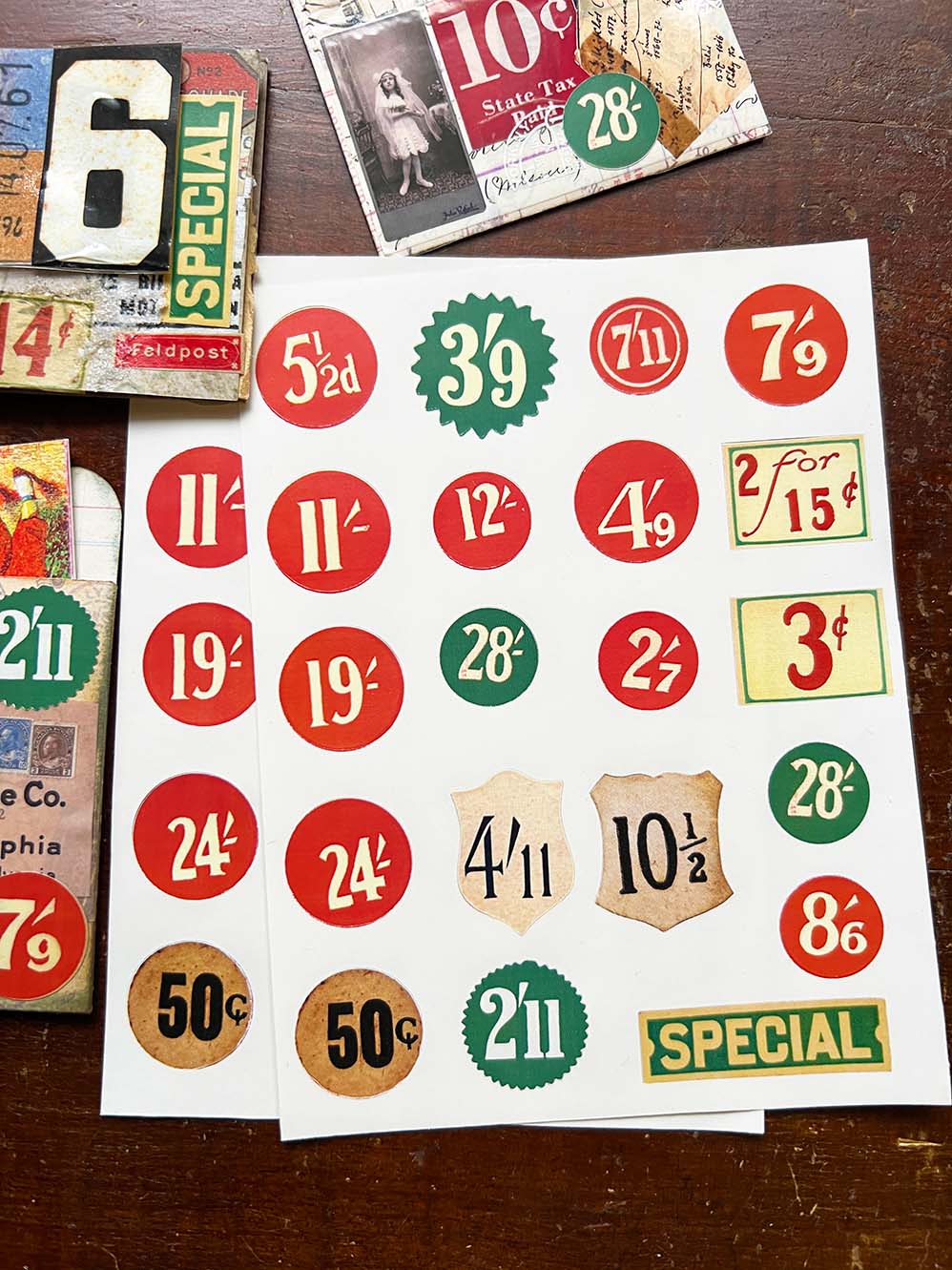 'Vintage Price Tags' A6 Retro Stickers by Mic Moc (40 Pc) from micmoc.com at Mic Moc Curated Emporium