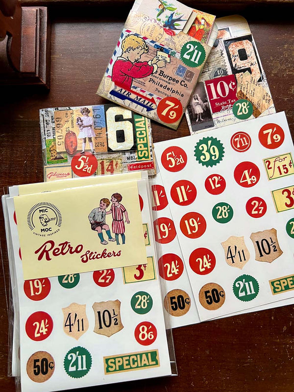 Retro Mini Sticker 'Vintage Price Tags' A6 Retro Stickers by Mic Moc (40 Pc) from micmoc ...