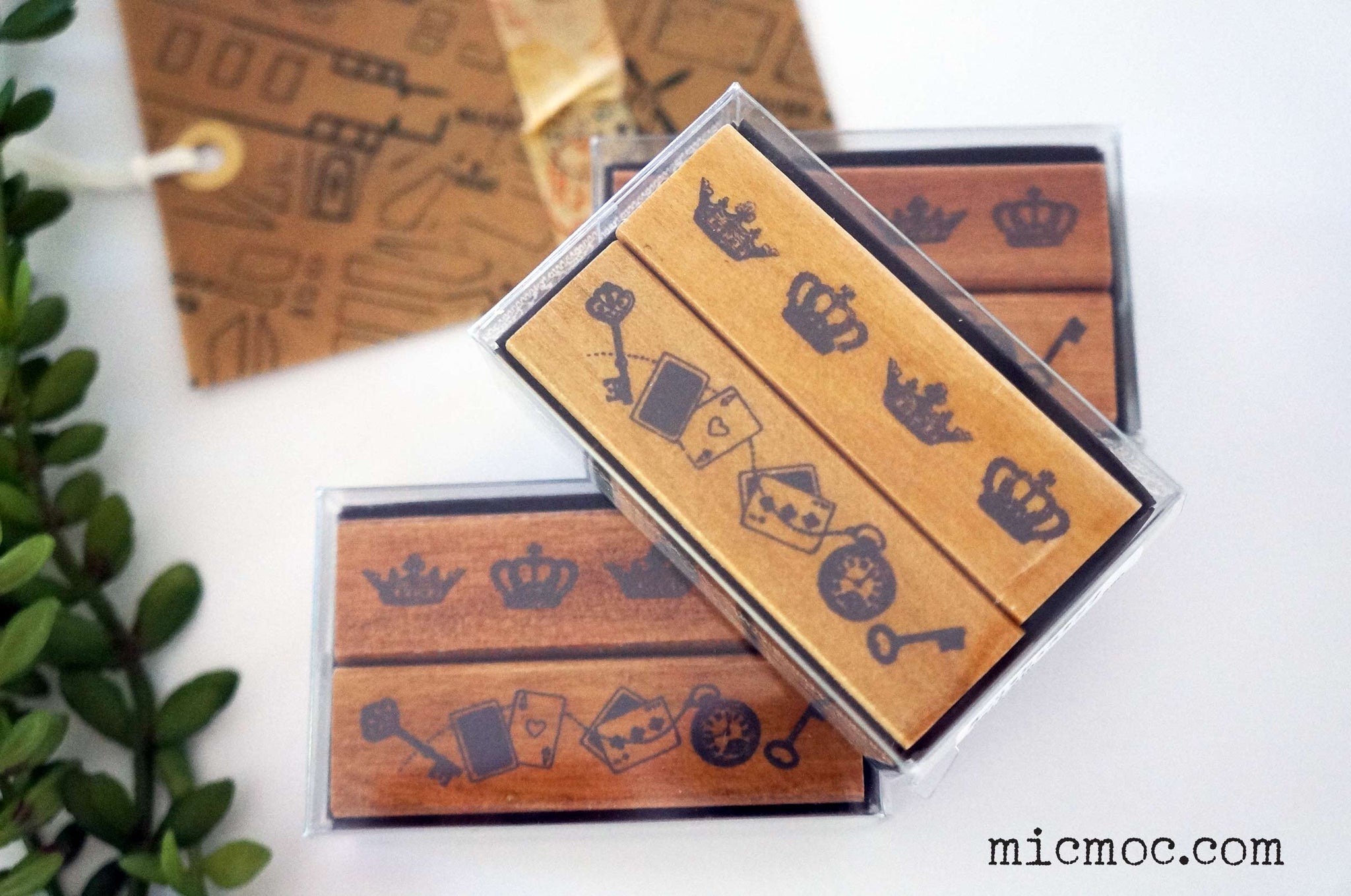 Kodomo No Kao Vintage Stamp - Crown, Keys & Playing Cards from micmoc.com at Mic Moc Curated Emporium