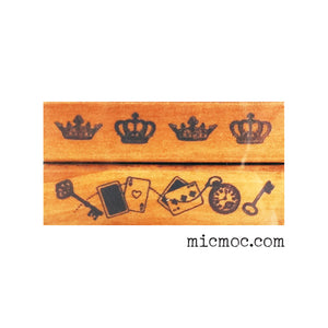 Kodomo No Kao Vintage Stamp - Crown, Keys & Playing Cards from micmoc.com at Mic Moc Curated Emporium
