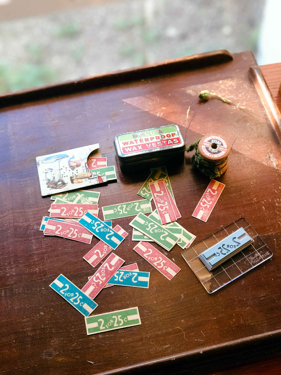 '2 For 25 Retro Price' Rubber Stamp by Mic Moc (レトロ値札 hanko) from micmoc.com