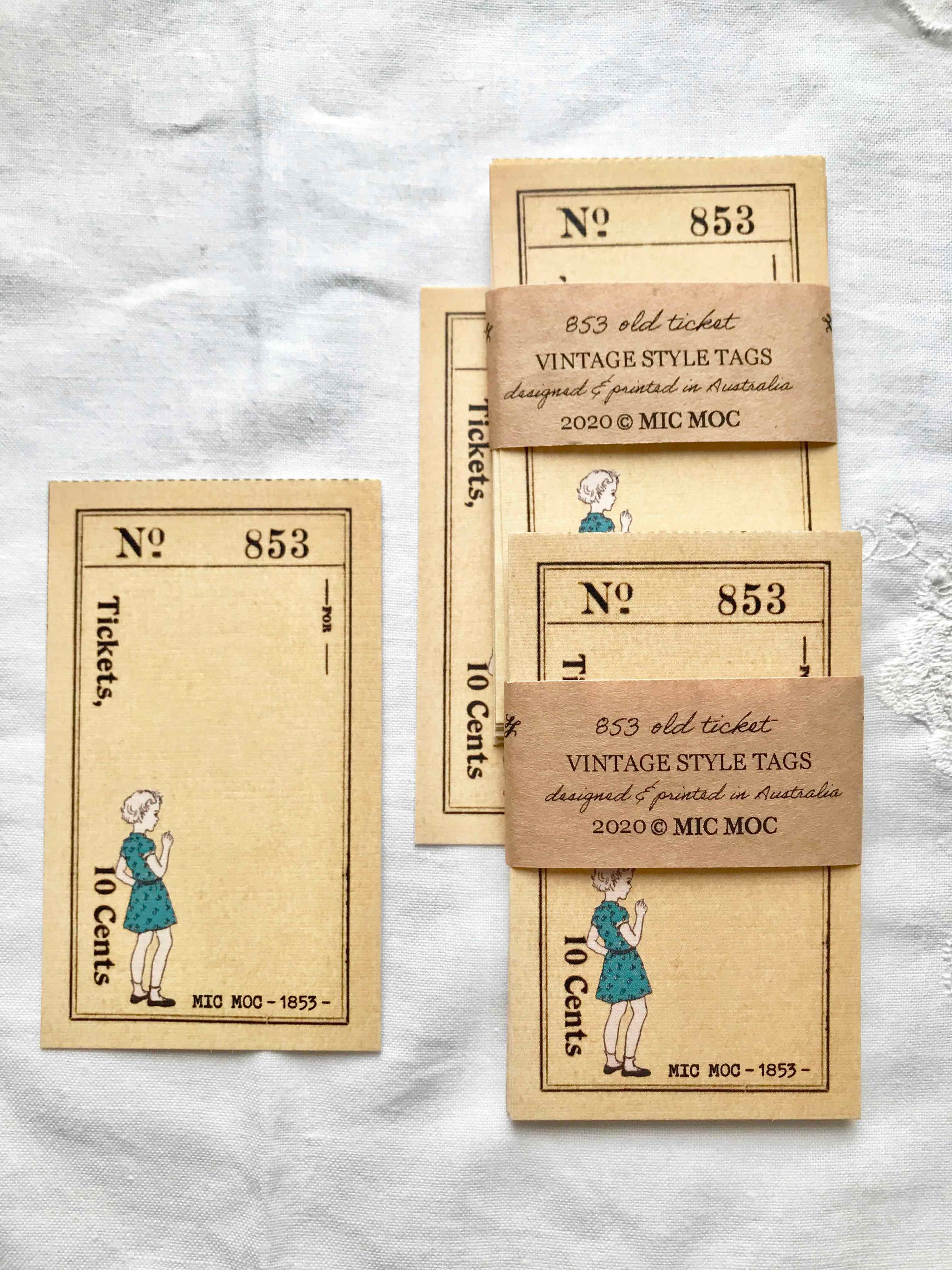 Vintage Style Tag  - VST 002 '853 Old Ticket' from micmoc.com at Mic Moc
