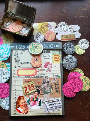 Vintage Milk Cap Rubber Stamp 'Belle Farm' by Mic Moc (ヴィンテージ牛乳瓶のキャップ)hanko