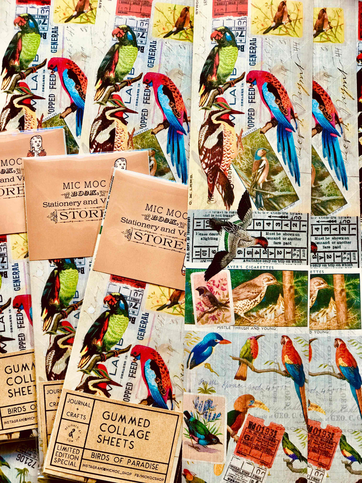 Gummed Collage Sheets - GCS 008 'Birds of Paradise'