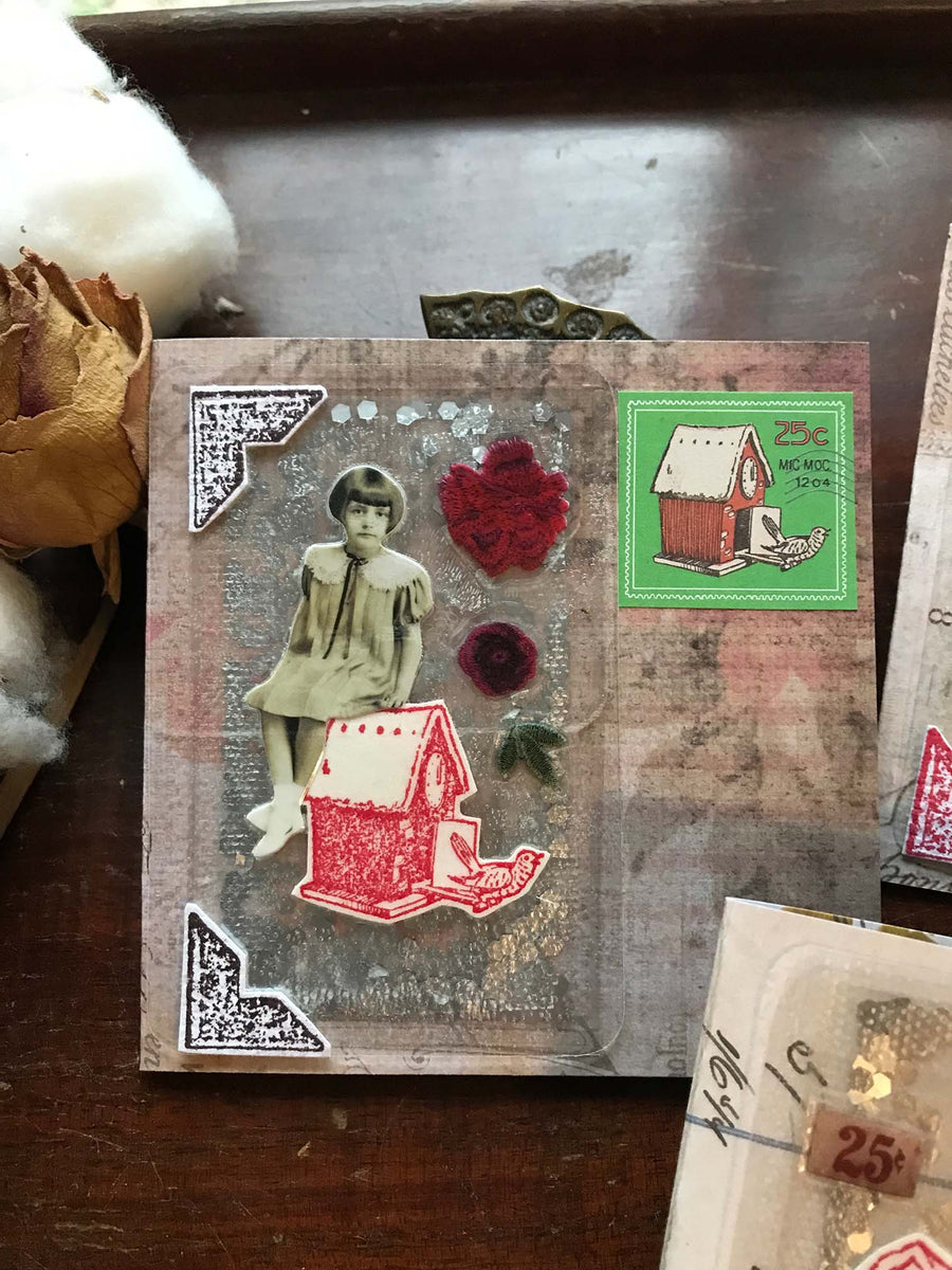 'Birdsong Cuckoo Clock' Rubber Stamp by Mic Moc ('鳥のさえずり’鳩時計)from micmoc.com