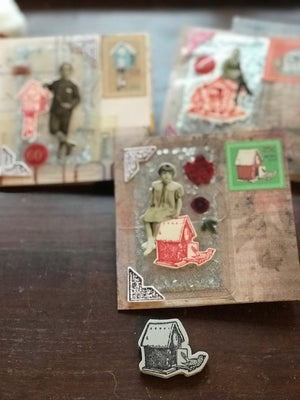 'Birdsong Cuckoo Clock' Rubber Stamp by Mic Moc ('鳥のさえずり’鳩時計)from micmoc.com