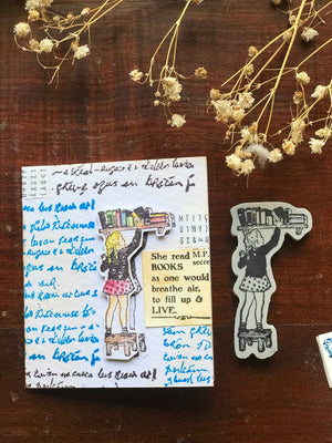 'Bookshelf' Rubber Stamp by Mic Moc ('本棚' hanko) from micmoc.com