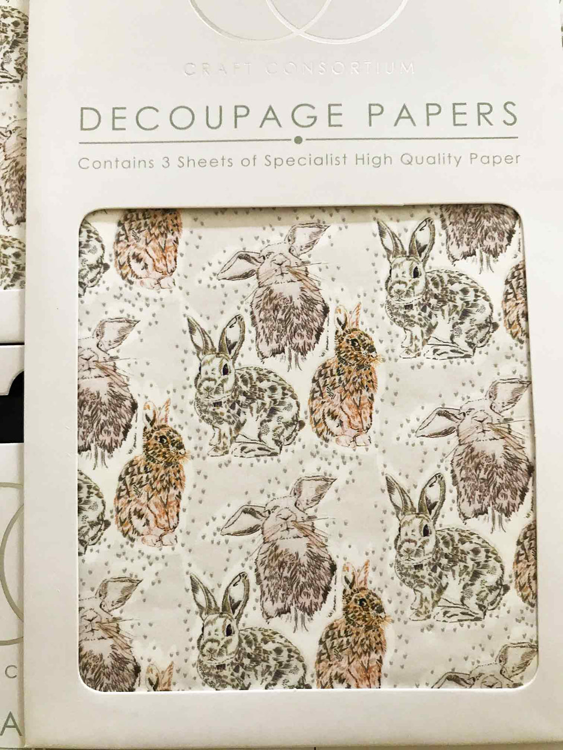 'Hazel' Bunny Decoupage Paper - Craft Consortium from micmoc.com