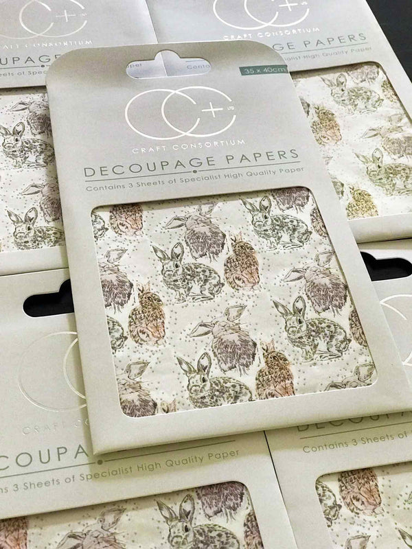 'Hazel' Bunny Decoupage Paper - Craft Consortium from micmoc.com - Mic Moc