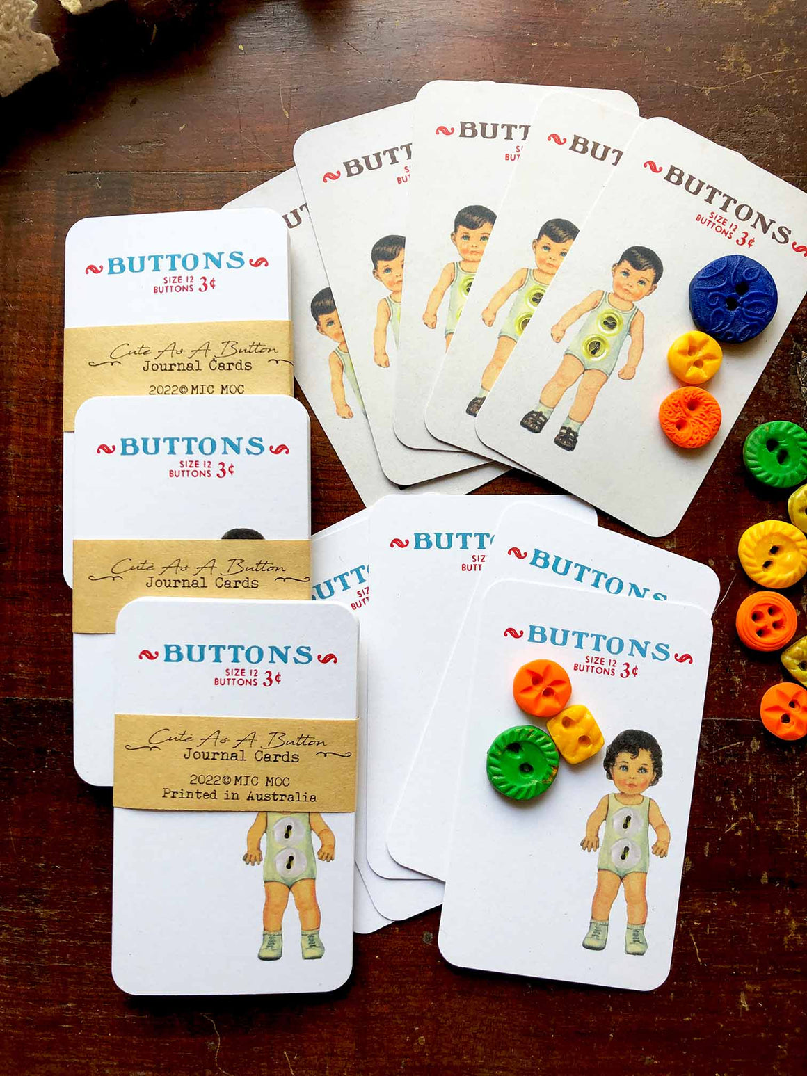 Vintage Journal Card Set  - JC012 'Cute As A Button' (ヴィンテージボタンカードメモ) from micmoc.com at Mic Moc