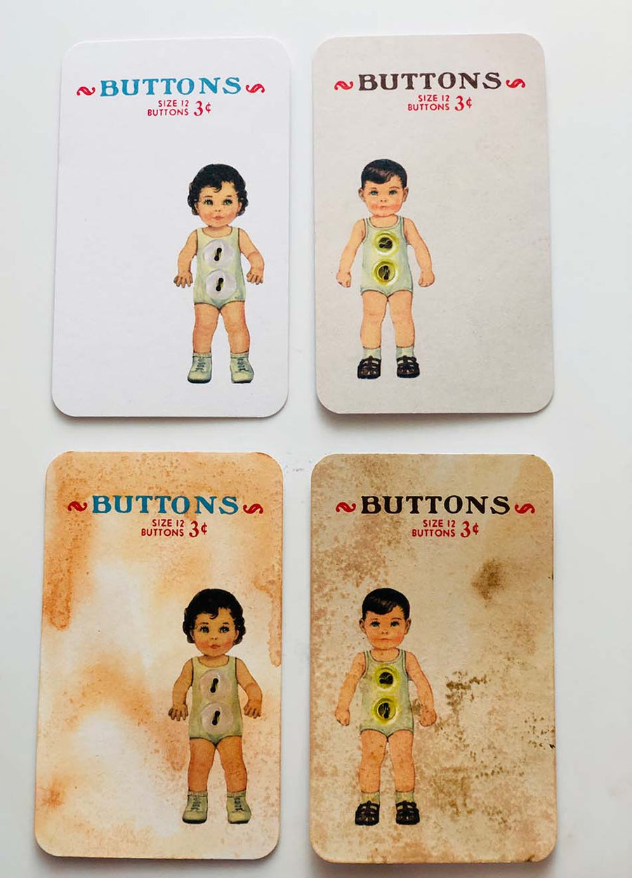 Vintage Journal Card Set  - JC012 'Cute As A Button' (ヴィンテージボタンカードメモ) from micmoc.com at Mic Moc