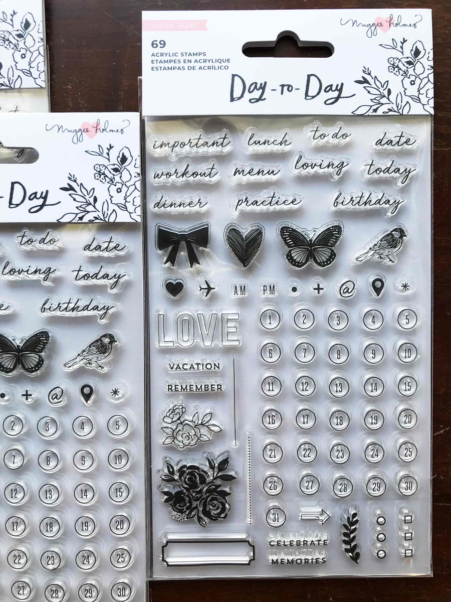 'Day-to-Day' 69 Pc Clear Stamp Set by Maggie Holmes - Crate Paper from micmoc.com