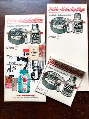 Vintage Replica Note Pad 'Elite Shoe Care' by Mic Moc (ドイツの受取伝票)