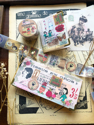 PET Clear Washi Tape 30MM - 'Ephemera Finds' (ビンテージ蒐集品) 