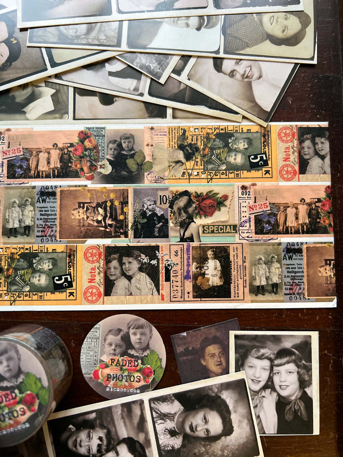 'Faded Photos' Washi Tape 30MM - Mic Moc (古くて色あせた写真和紙) from micmoc.com at Mic Moc