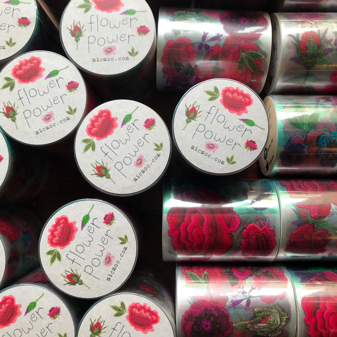 PET Clear Washi Tape 45MM - 'Flower Power' ('花の力’和紙) from micmoc.com at Mic Moc