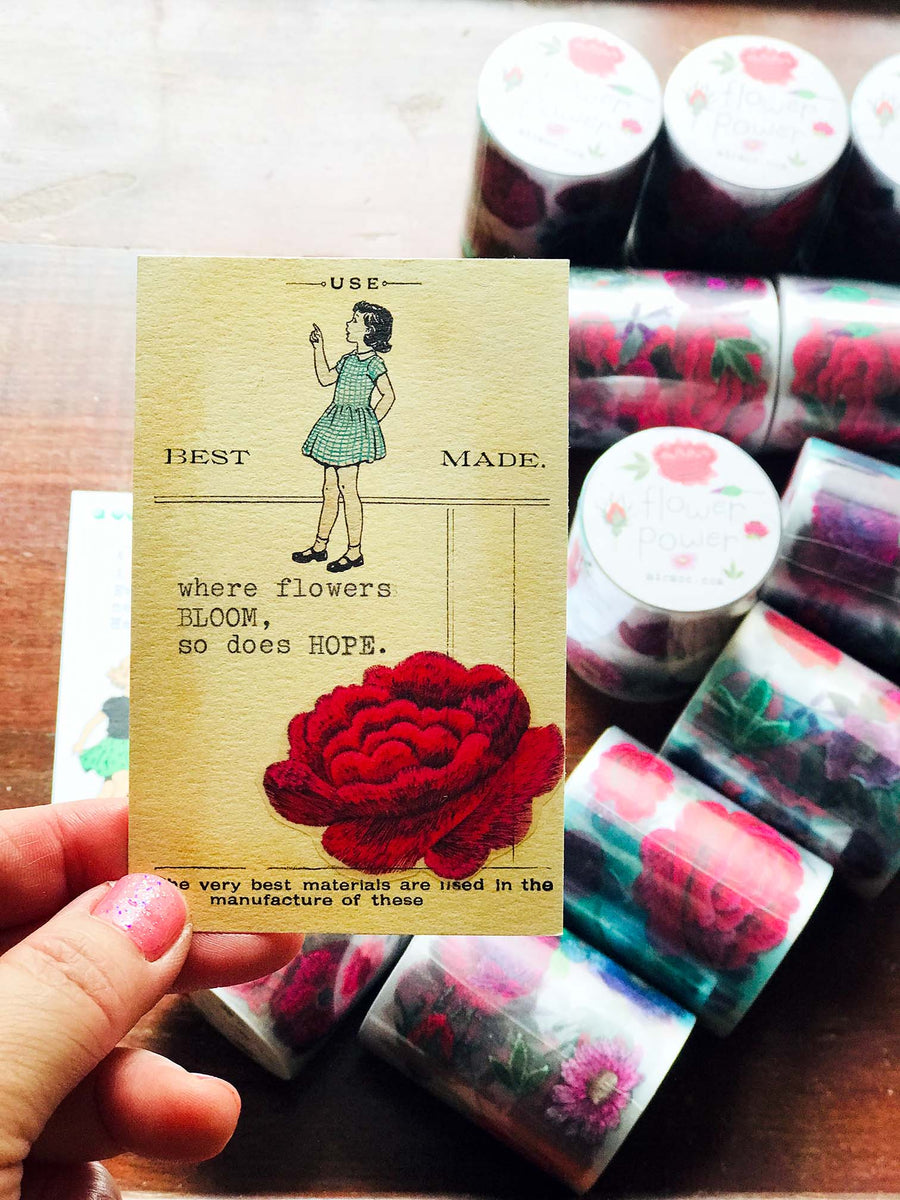 PET Clear Washi Tape 45MM - 'Flower Power' ('花の力’和紙) from micmoc.com at Mic Moc