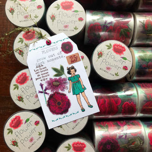 PET Clear Washi Tape 45MM - 'Flower Power' ('花の力’和紙) from micmoc.com at Mic Moc