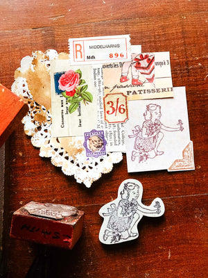 'Flowers In Her Hair'(flower girl series) Rubber Stamp by Mic Moc - 彼女の髪に花