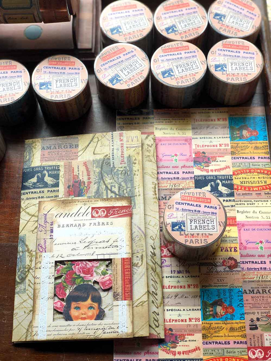 'French Labels' Washi Tape 30MM (フランスのヴィンテージラベル和紙) from micmoc.com at Mic Moc