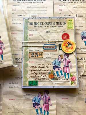 Vintage Receipt Replica Note Pad 'Ice-Cream' - by Mic Moc (アンティークレシートメモ帳「アイスクリーム」） by micmoc.com
