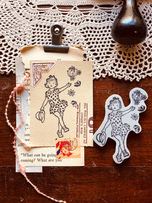 'Let Joy Bloom'(flower girl series) Rubber Stamp by Mic Moc - 喜びを咲かせましょう-  from micmoc.com