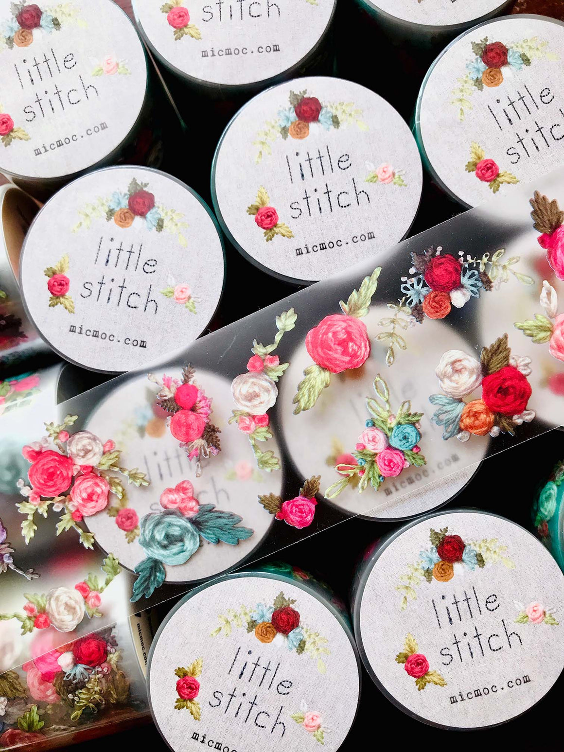 PET Clear Washi Tape 45MM - 'Little Stitch' (小さな刺し花和紙) - Mic Moc from micmoc.com at Mic Moc
